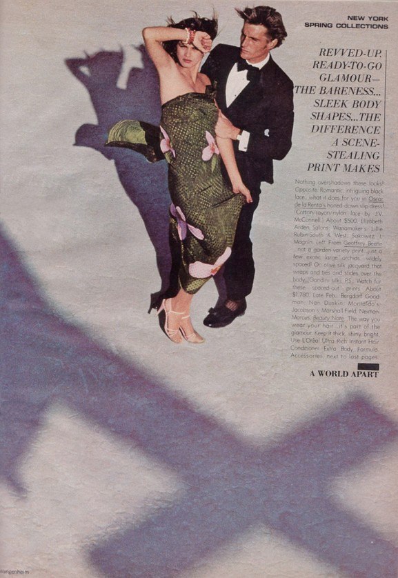 1979 February Vogue US,  Gia Carangi with Donna Sexton and Matt Collins by Chris von Wangenheim photographer, John Sahag hair, Ariella makeup.
Location:  Soggy Dry Lake, Lucerne Valley, CA 92356