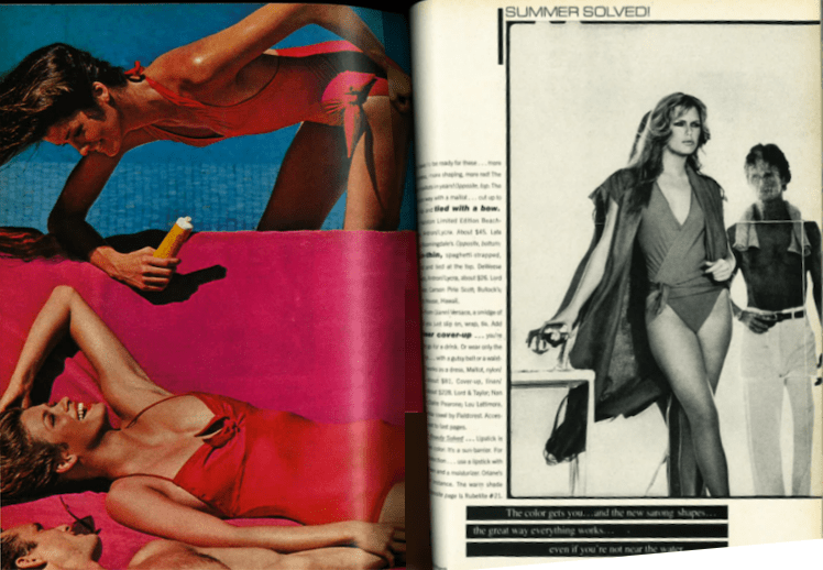 1979 May Vogue US.  Gia Carangi, Patti Hansen, Janice Dickenson and Mike Holder. Mike Reinhardt photographer.