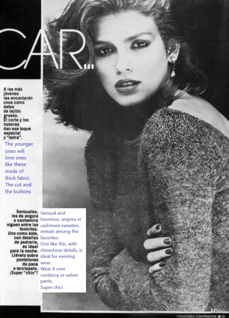 Gia Carangi by Susan Shacter 1979. Page translated from Italian to English.