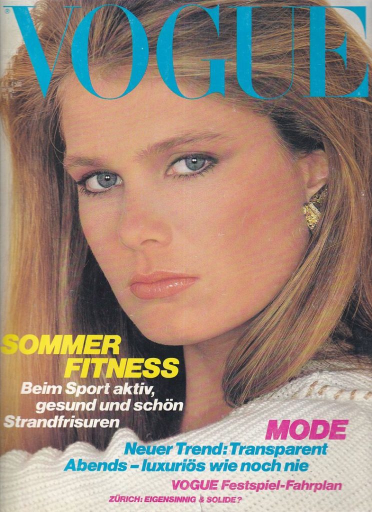 Gia Carangi in Vogue Deutsch June 1980 issue.  Barbara Neuman cover.