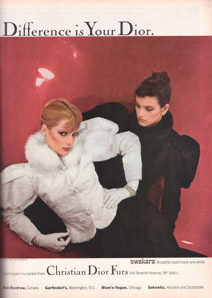 1980 August Vogue US.  Gia Carangi. for Christian Dior Furs.  Chris von Wangenheim photographer.  Difference is Your Dior.