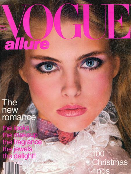 1980 November Vogue US. Kim Alexis cover. Richard Avedon photographer, Maury Hopson hair, Sandy Linter makeup.