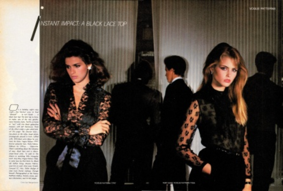 1980 November Vogue US. Chris von Wangenheim photographer. Gia Carangi with Kim Alexis.