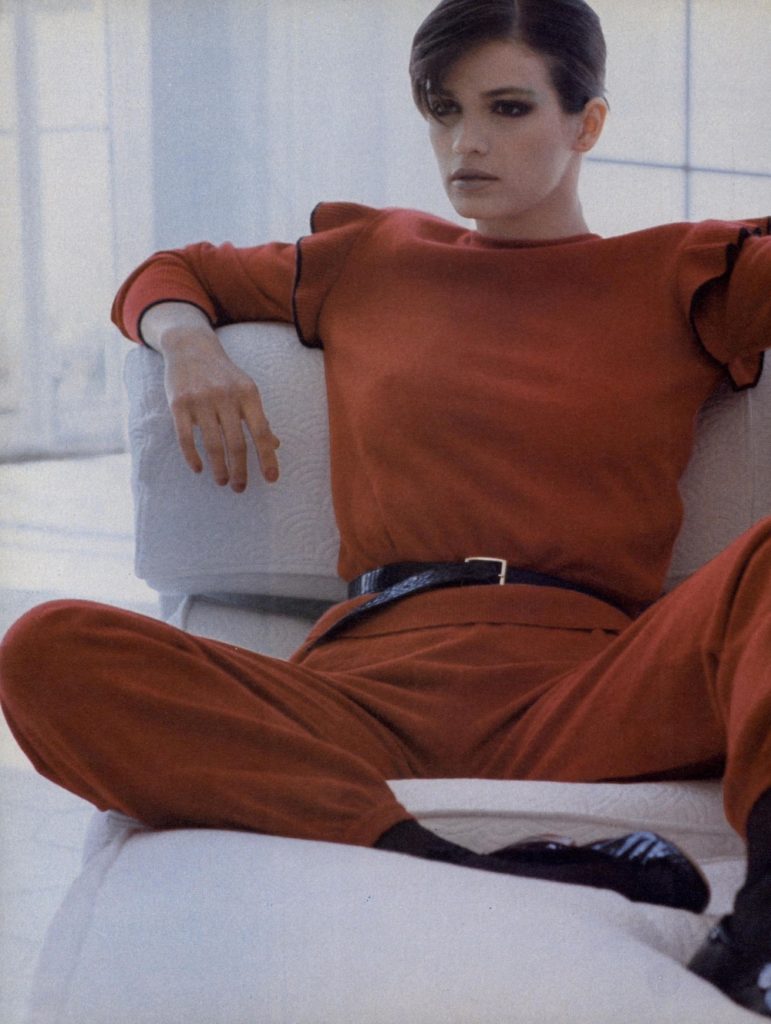 1982 July Vogue US.  Gia Carangi.  Andrea Blanch photographer.  Louis Alonzo hair, Alberto Fava makeup.