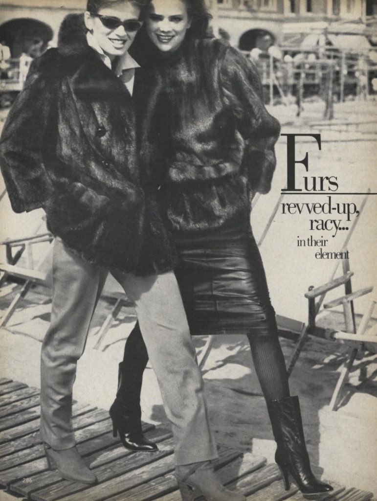 Vogue December 1978. Gia Carangi.  Atlantic City boardwalk.  Arthur Elgort photographer, Christiaan hair, Ariella makeup.  Lena Kansbod.