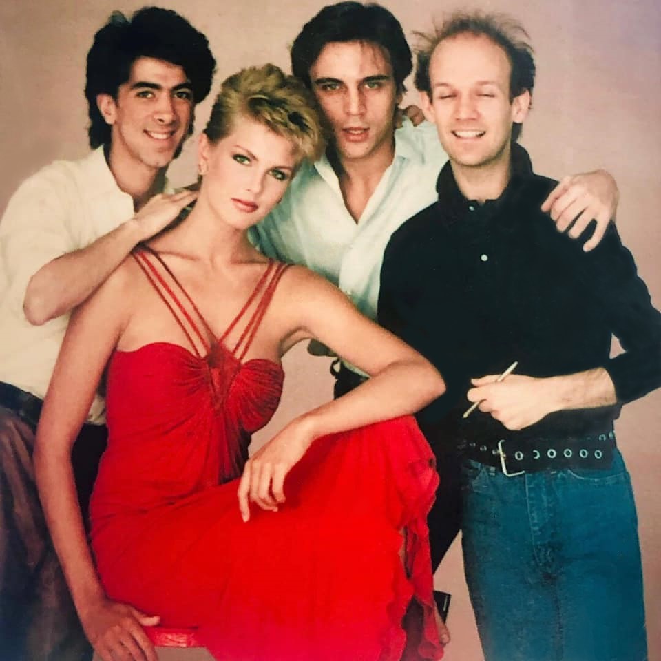 Cosmopolitan shoot, candid Polaroid taken by Jacques Silberstein, January 27, 1983.  Gad Cohen hair on the left, model Lea, Dominique Silberstein and Bill Westmoreland makeup right.  Dominique - Dodo is the brother to the photographer.