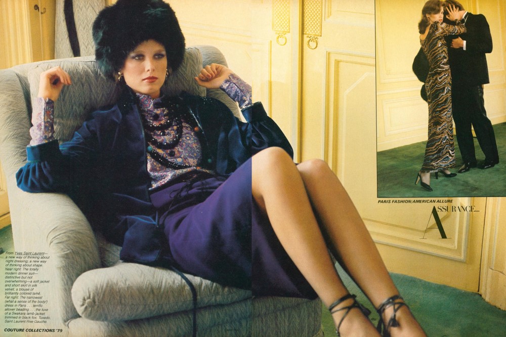 1979 October Vogue US. Gia Carangi, Denis Piel photographer.  Paris Fashion.  American Allure