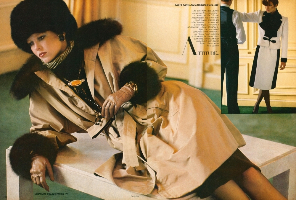 1979 October Vogue US. Gia Carangi, Denis Piel photographer.  Paris Fashion.  American Allure