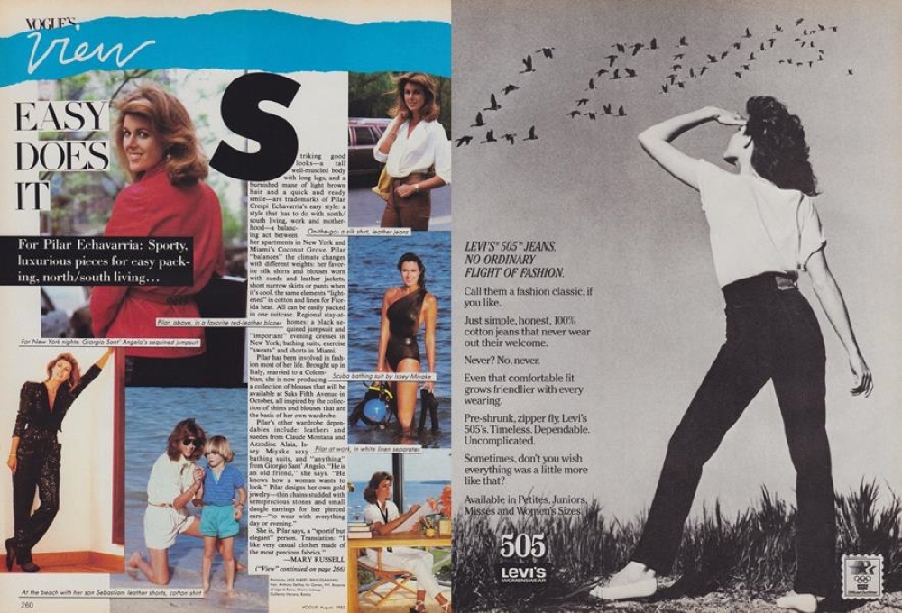 Levi's ad for Vogue August 1983. Unconfirmed identification of Gia Carangi.