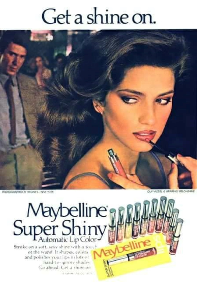 1979  GIA CARANGI   for MAYBELLINE Lip color  Magazine Print AD 