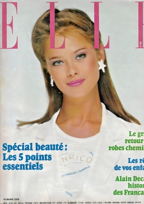 ELLE France Magazine, March 19,1979. Lena Kansbod cover model by Francois Lamy photographer.