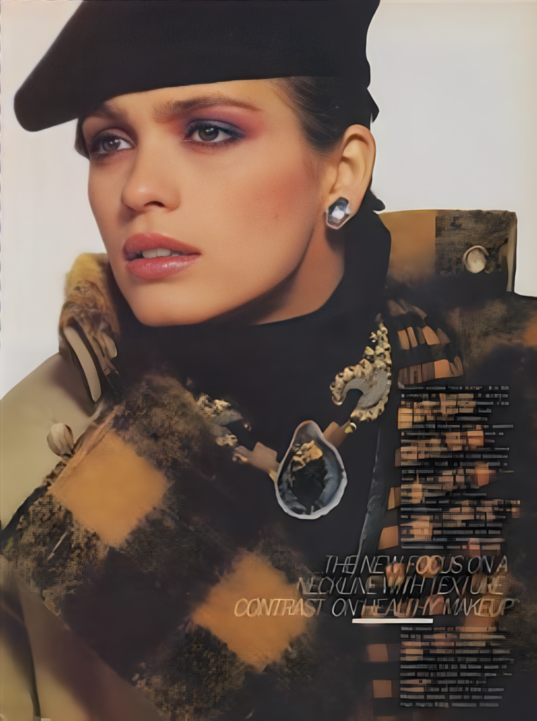 1980 July Vogue US, Gia Carangi, Irving Penn Photographer, Harry King Hairstylist, Ariella makeup.