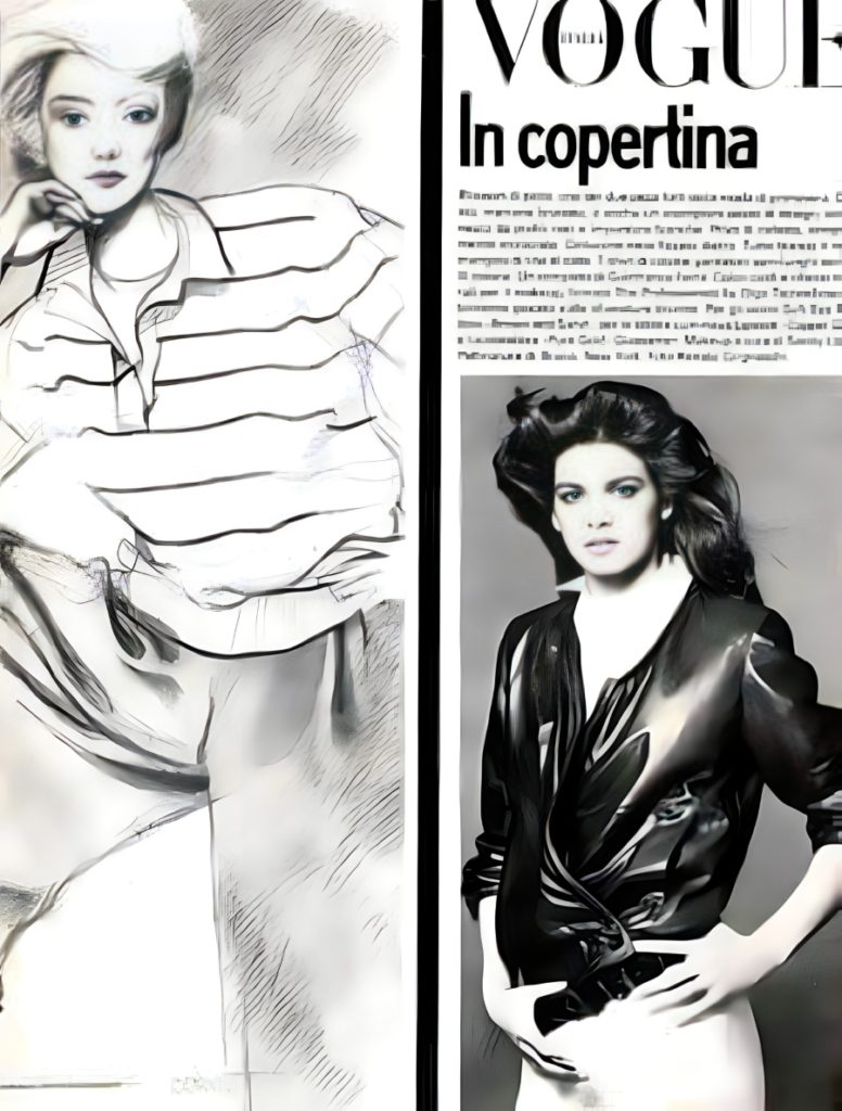Gia Carangi Cover of Vogue Italia February 1981. Renato Grignaschi photographer, Bruno hair stylist, Sandy Linter makeup.