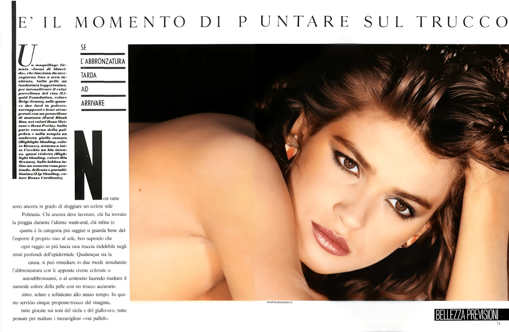 Gia Carangi Vogue Italia June 1981. Renato Grignaschi photographer, Bruno hair stylist, Sandy Linter makeup.