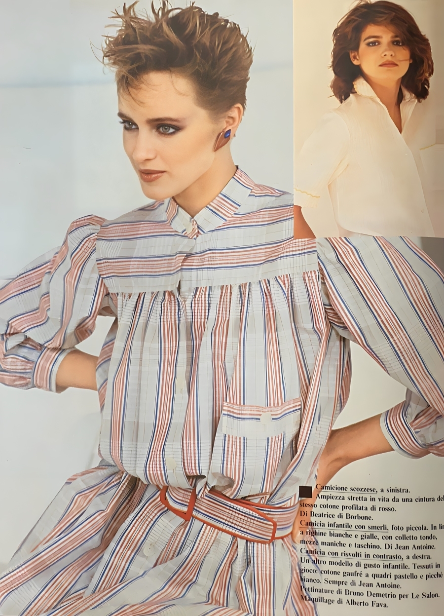 Gia Carangi, Vogue Italia June 1981. Renato Grignaschi photographer, Bruno Demetrio hair, Alberto Fava makeup. Model Susan Hess.