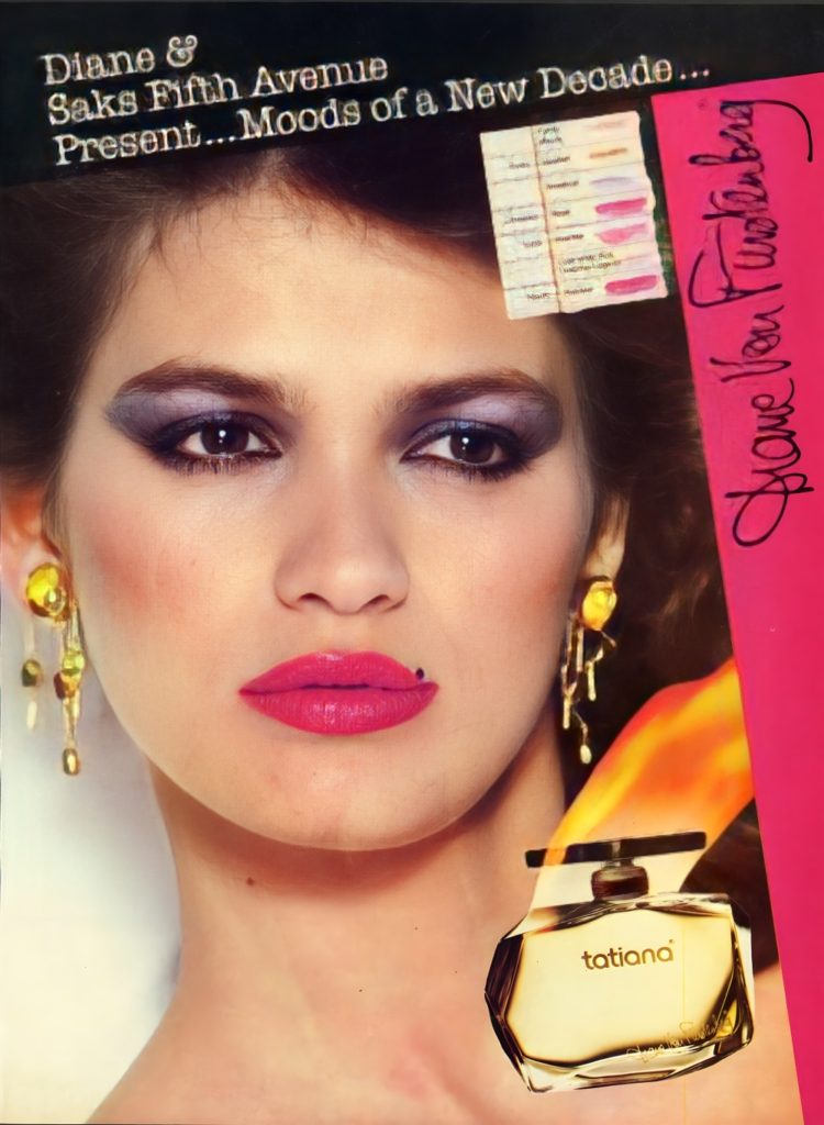 Gia Carangi in Vogue US 1979 November. Diane Von Furstenberg 11-page editorial. Chris Von Wangenheim photographer. Saks Fifth Avenue.