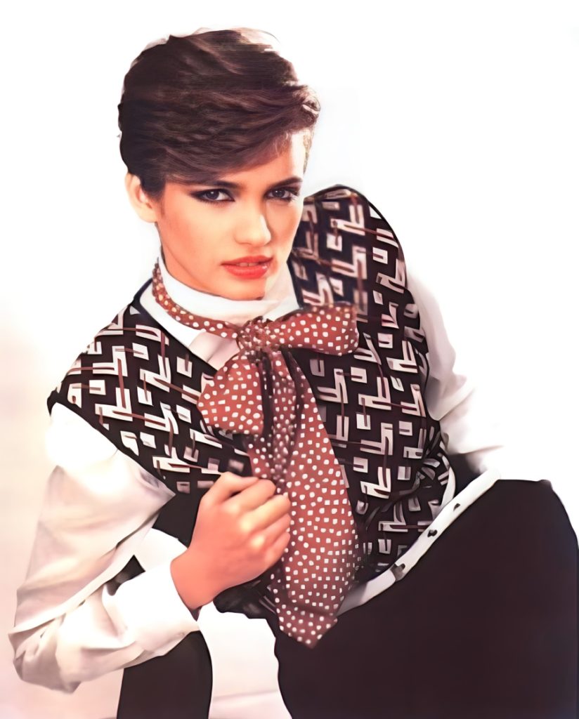 Gia Carangi for 1980 March Linea Italia. Aldo Fallai photographer. Giorgio Armani campaign.