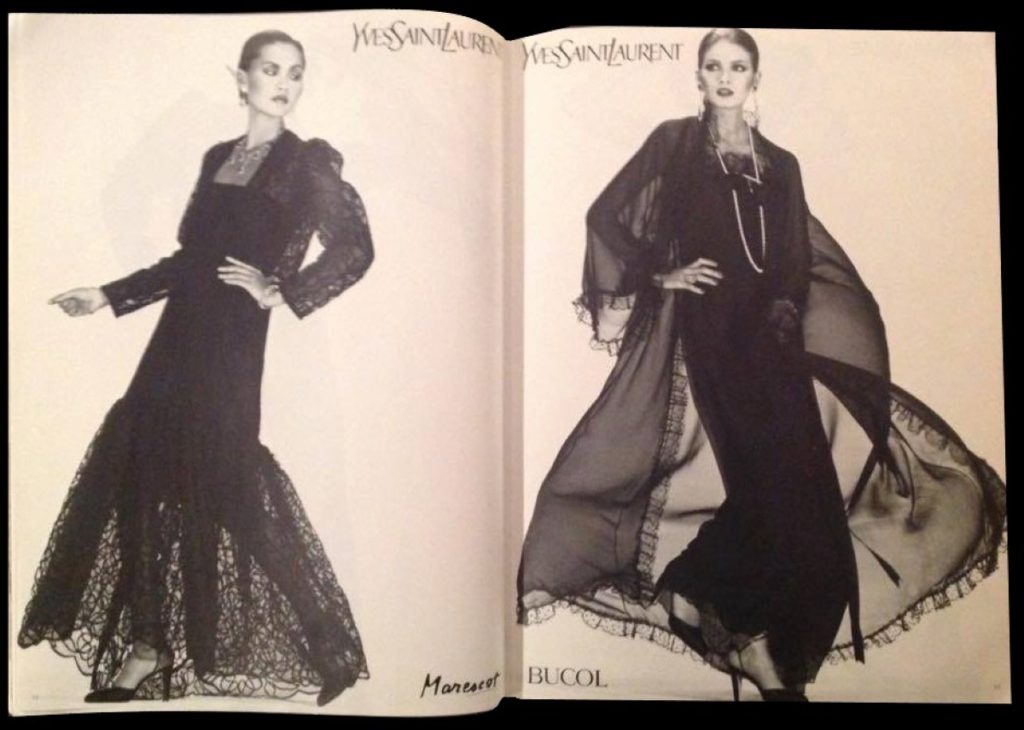 Gia Carangi and Donna Palmer for1979 March Vogue Paris Yves Saint Laurent. Albert Watson photographer.