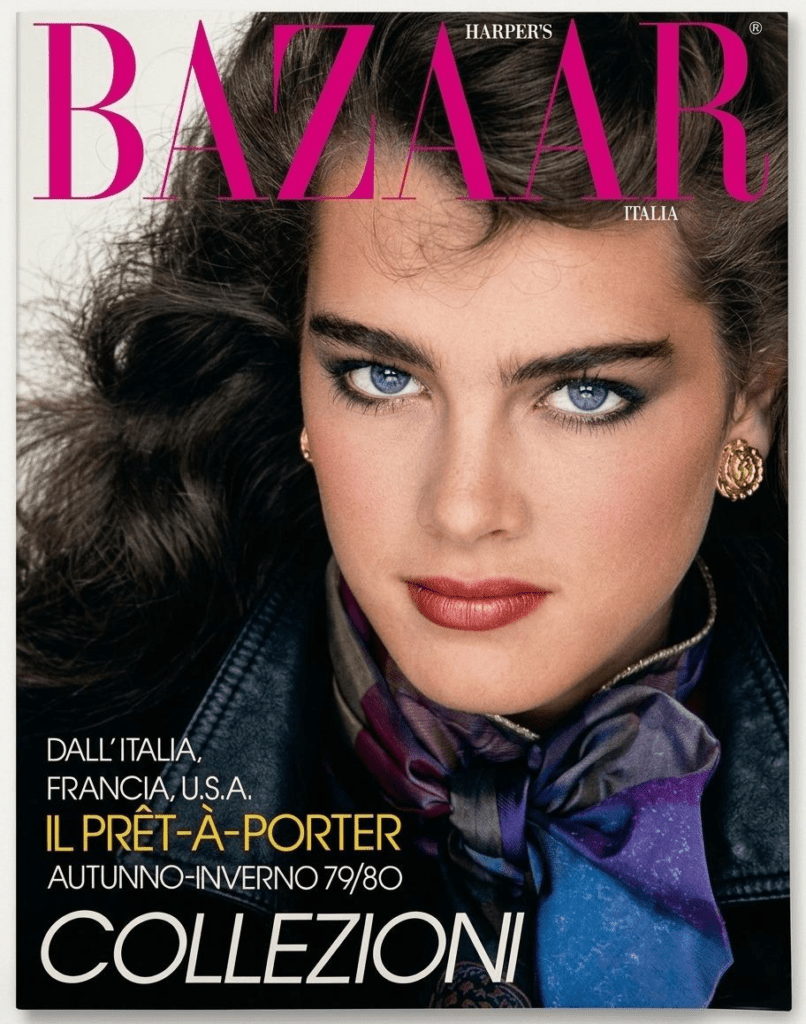 Harper's Bazaar Italia July 1979. Cover Brooke Shields. Patrick Demarchelier photographer.
