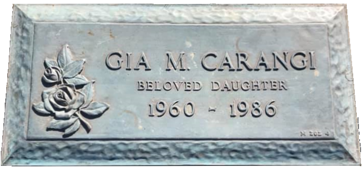 Gia Marie Carangi's grave stone.