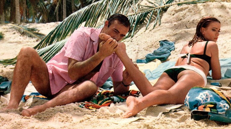 Sean Connery and Claudine Auger.  Clip from the 1965 James Bond movie Thunderball.